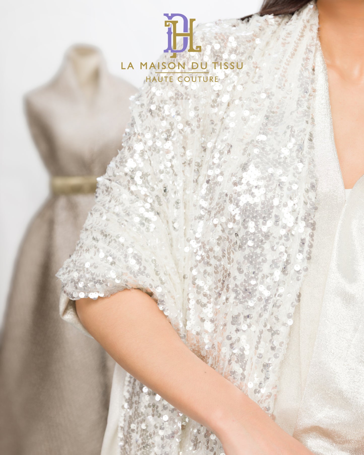 tulle blanc pailleté